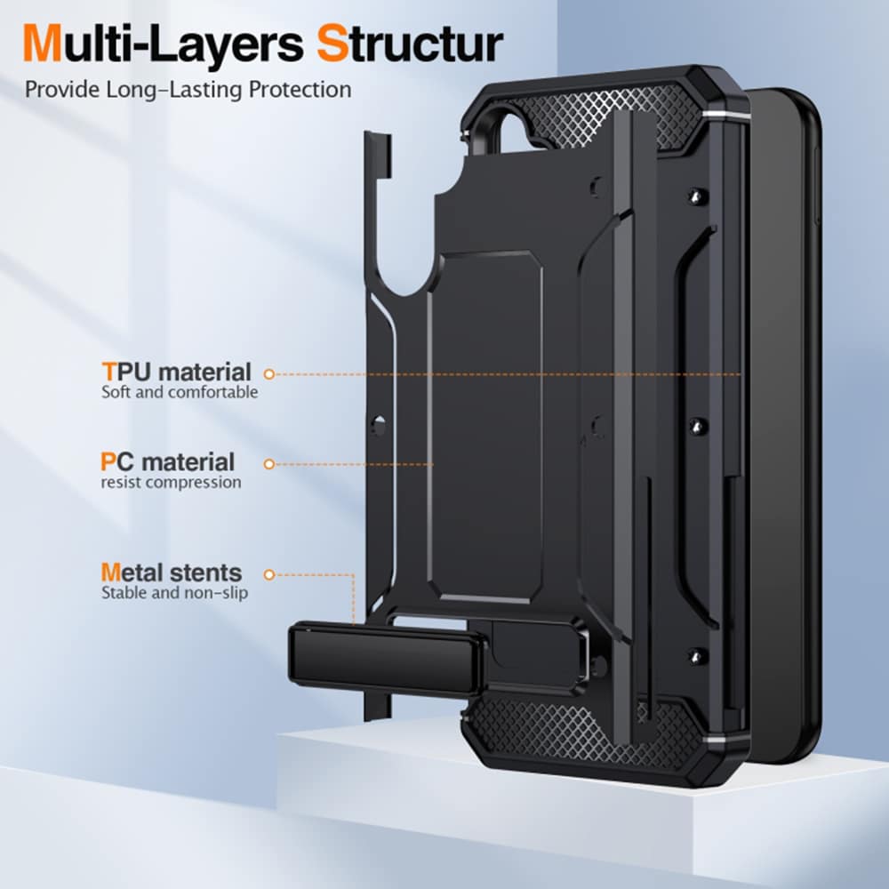 Techsuit – Hibridni zaščitni ovitek Hybrid Armor Kickstand za Samsung Galaxy A14 4G / A14 5G – črn
