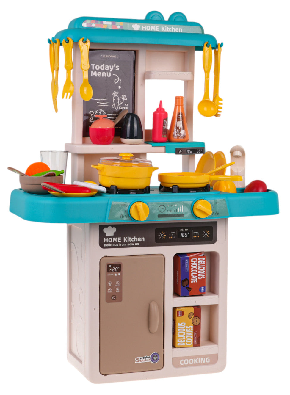 Dječja kuhinja za igru Kitchenette sasvjetlosnim - 43 elemenata - plava