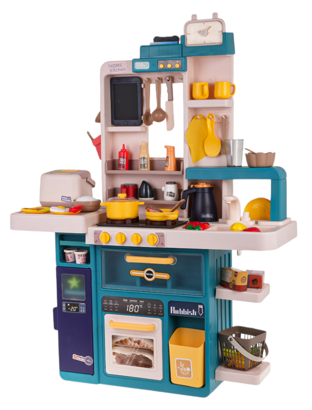 Dječja kuhinja za igru Kitchenette sa zvučnim svjetlosnim i vodenim efektima - 50 elemenata - zelena