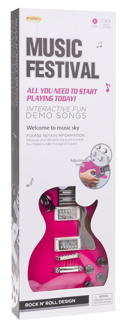 Dječja gitara + mikrofon spojen na instrument - roza
