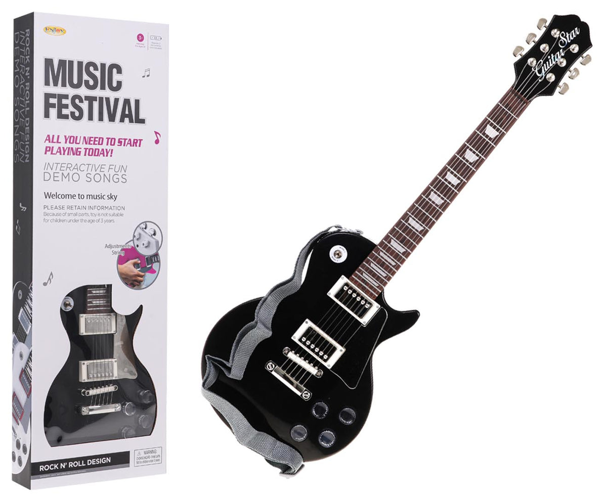 Dječja gitara + mikrofon spojen na instrument - crni