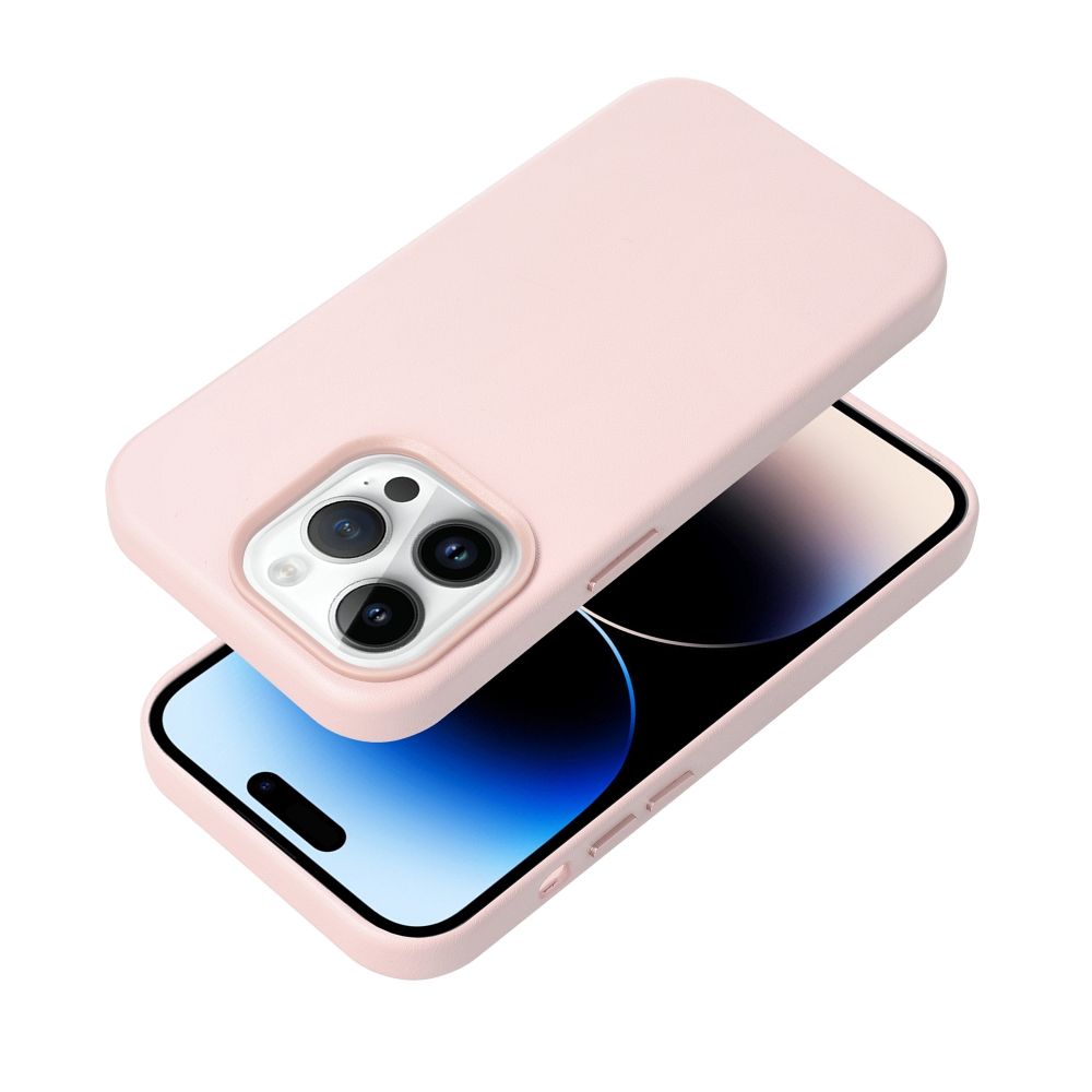 Usnjena maska Mag Cover za iPhone 14 Pro peščeno roza