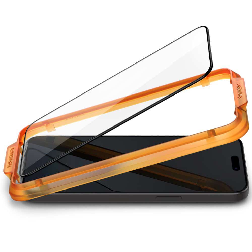 Spigen – Glas.tR Align Master (2 kosa) za iPhone 15 Pro – črn
