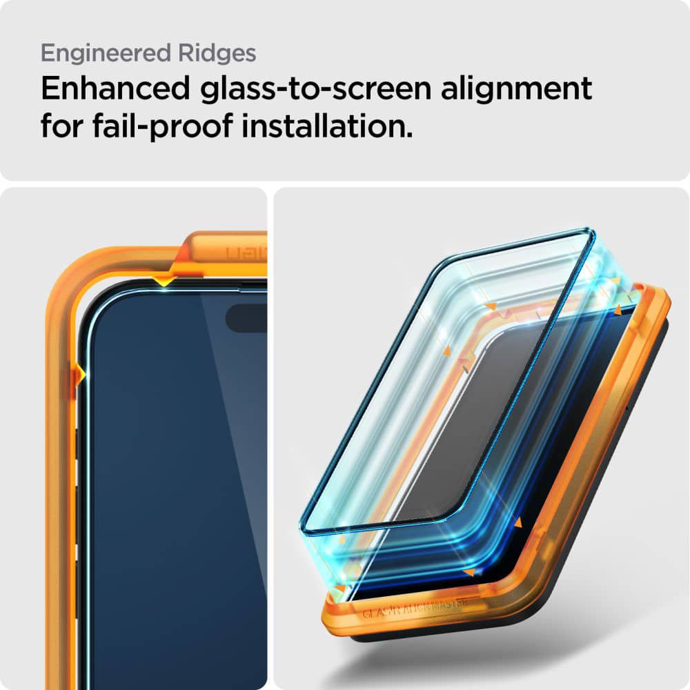 Spigen – Glas.tR Align Master (2 kosa) za iPhone 15 Pro – črn