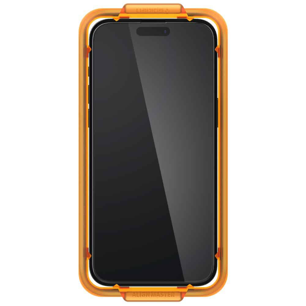 Spigen – Glas.tR Align Master (2 kosa) za iPhone 15 Pro Max – črno