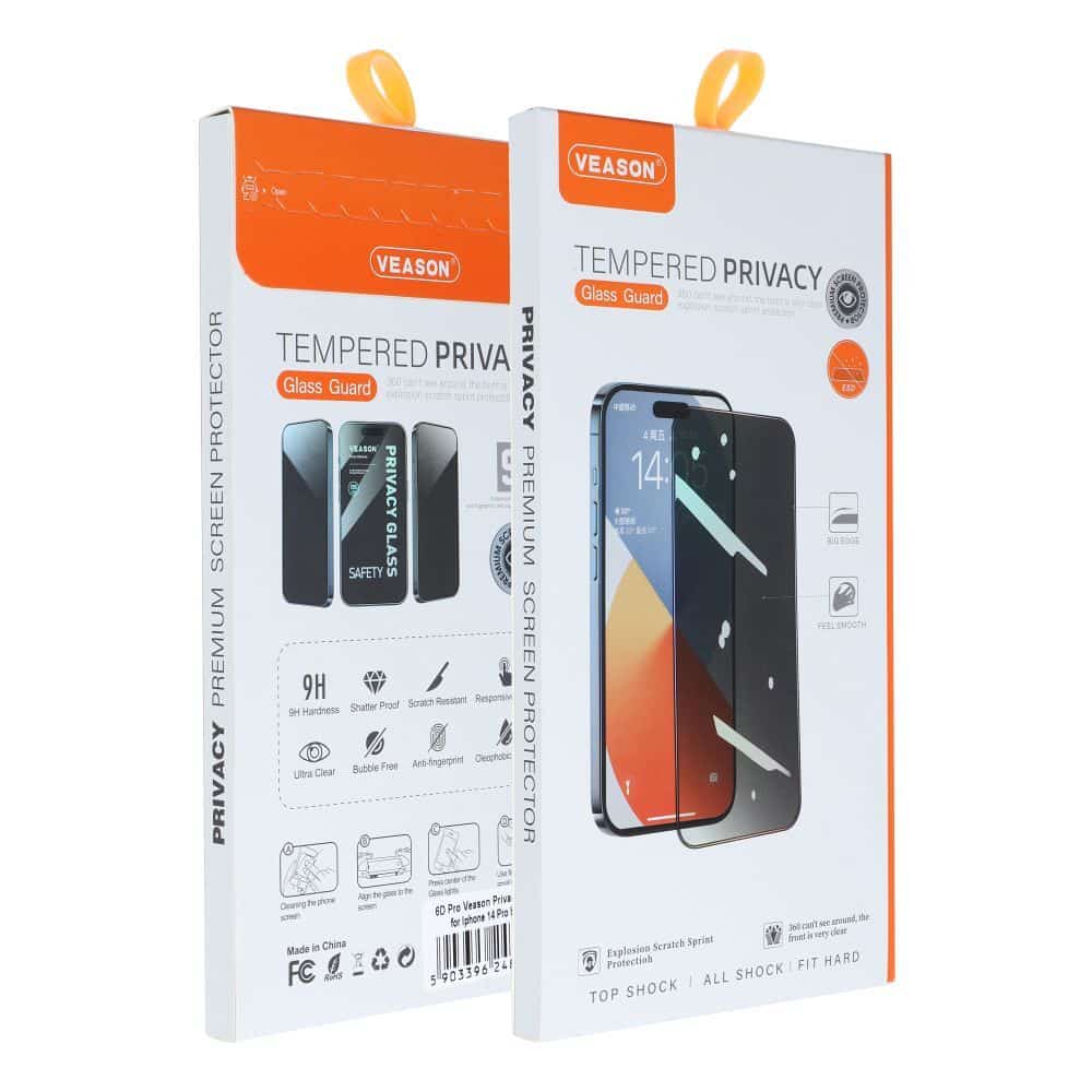 6D Veason Pro zaščitno steklo s funkcijo zaščite zasebnosti za iPhone 15 Pro
