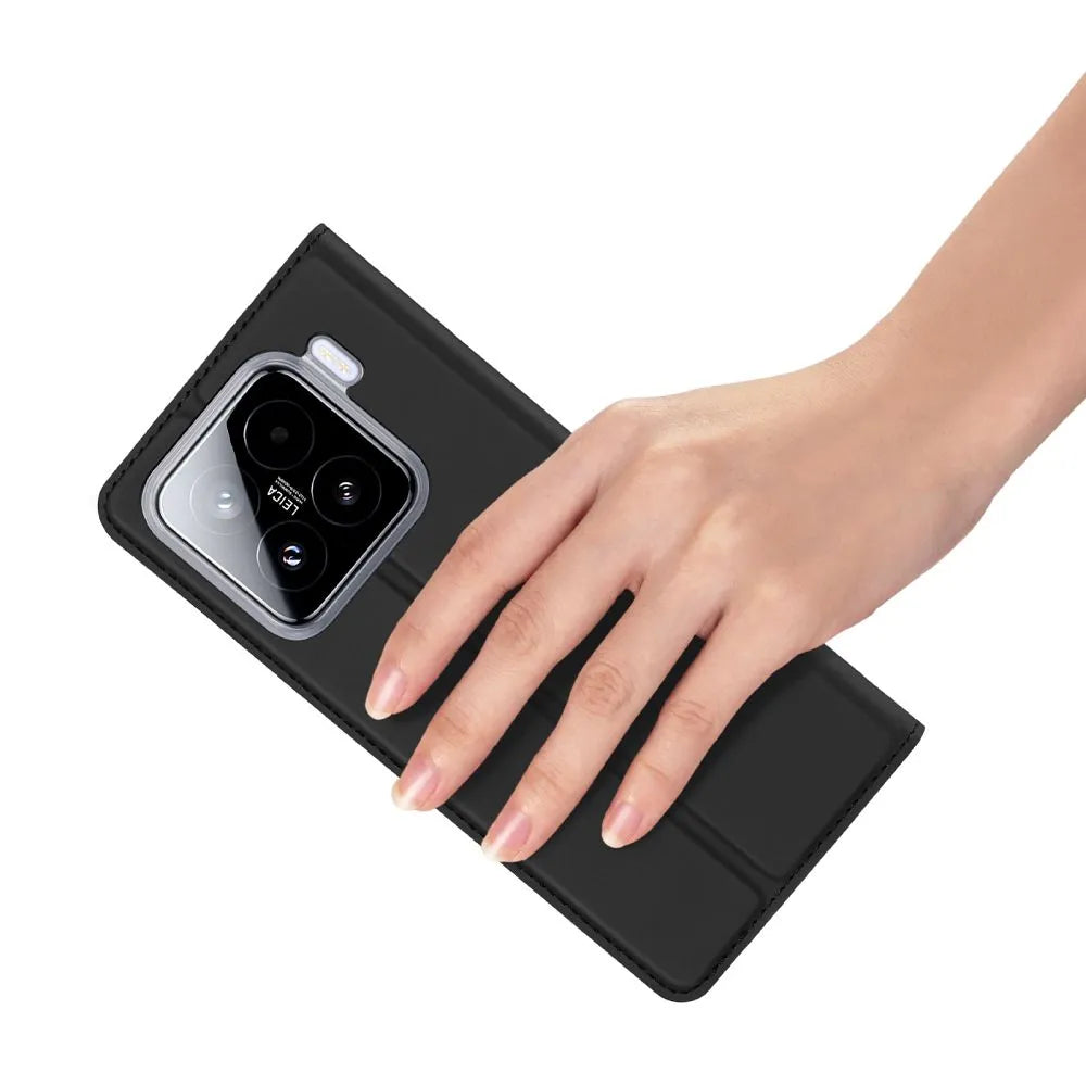 DUX DUCIS Skin Pro – gladka usnjena preklopna torbica za XIAOMI 15 črna