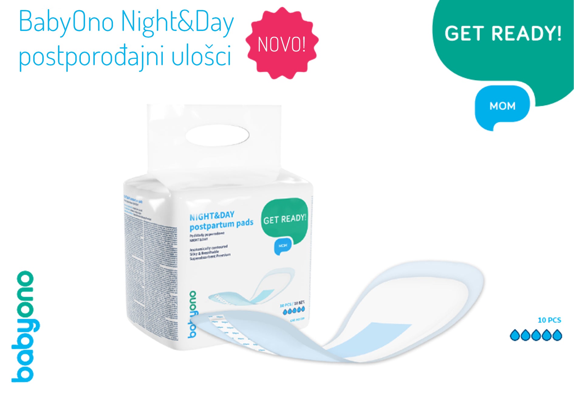 BabyOno Night&Day Postporođajni ulošci 10 komada