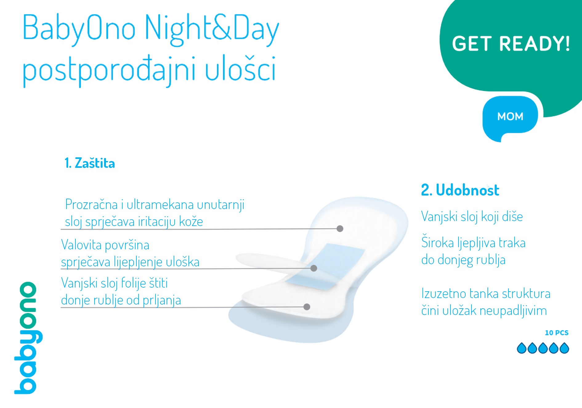 BabyOno Night&Day Postporođajni ulošci 10 komada