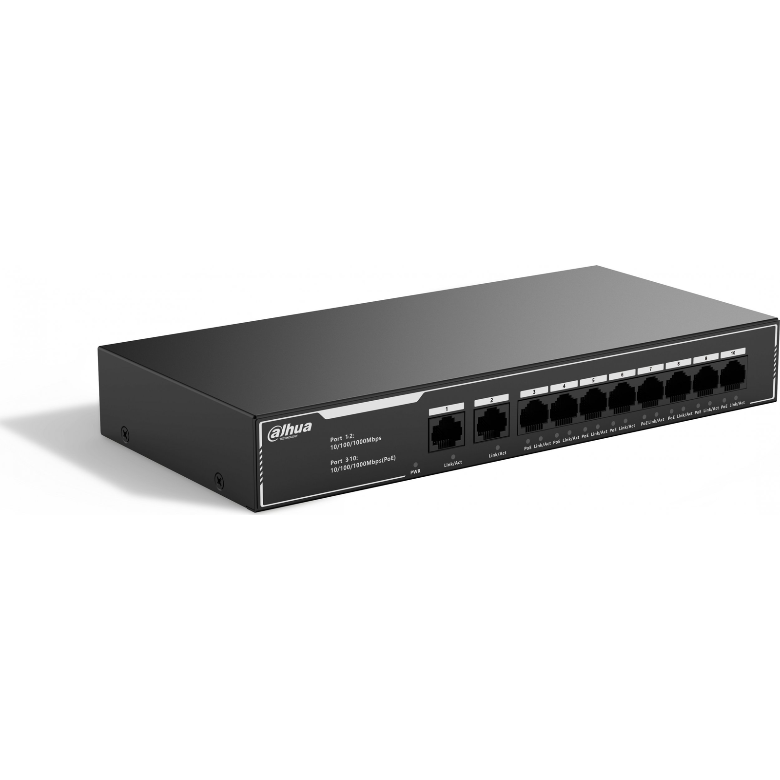 Dahua Technology PoE SG1010LP Neupravljano L2 Gigabit Ethernet (10/100/1000) Podrška za napajanje putem Etherneta (PoE) Crno