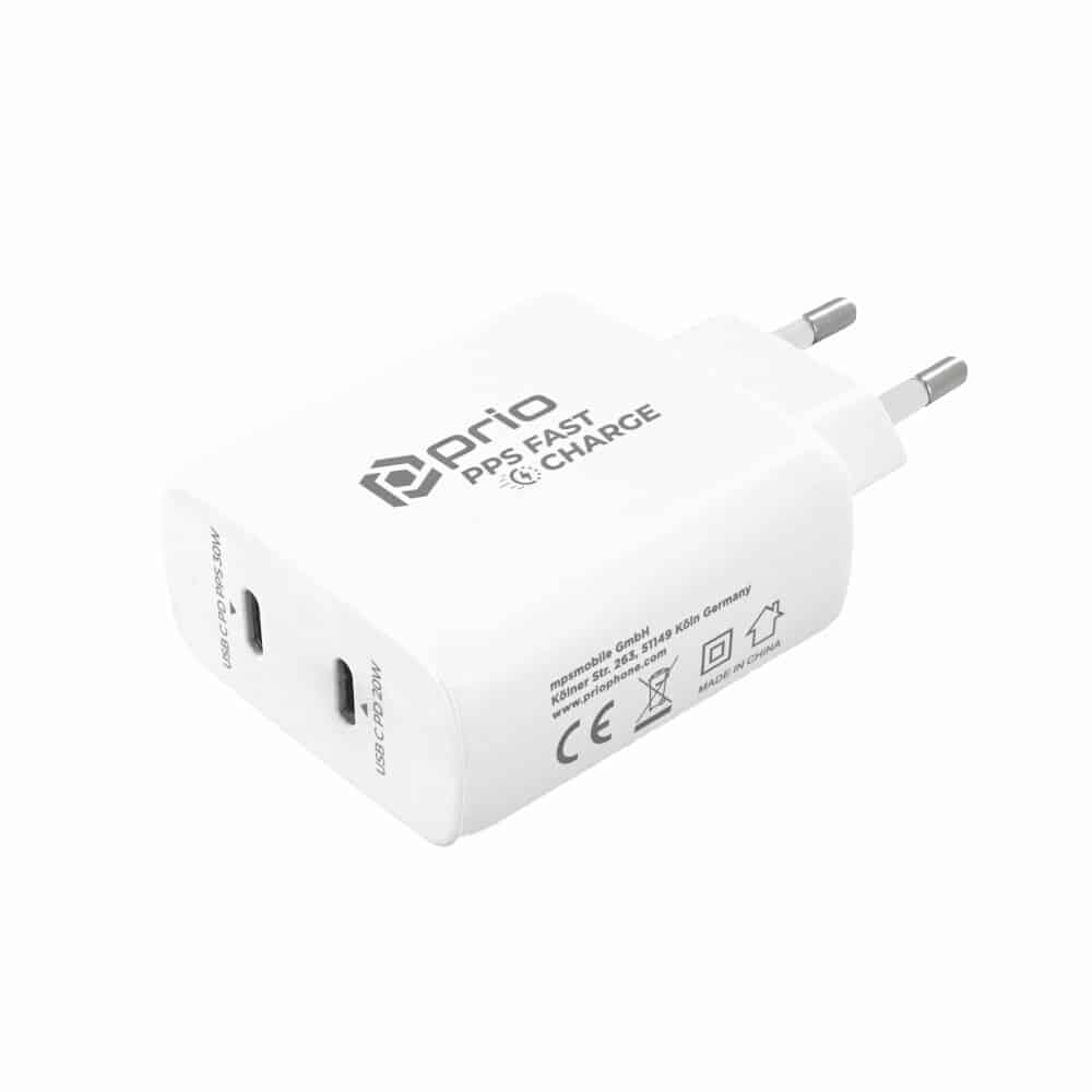 Prio 50W stenski polnilec za hitro polnjenje 30W PD PPS (USB C) + 20W PD (USB C) bel