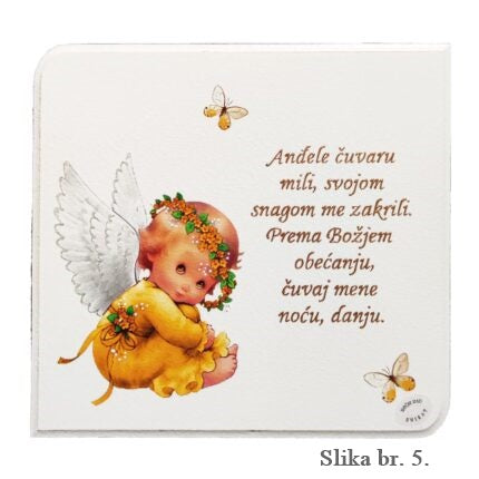 Ročno izdelane slike z molitvijo Angelu varuhu - za deklice