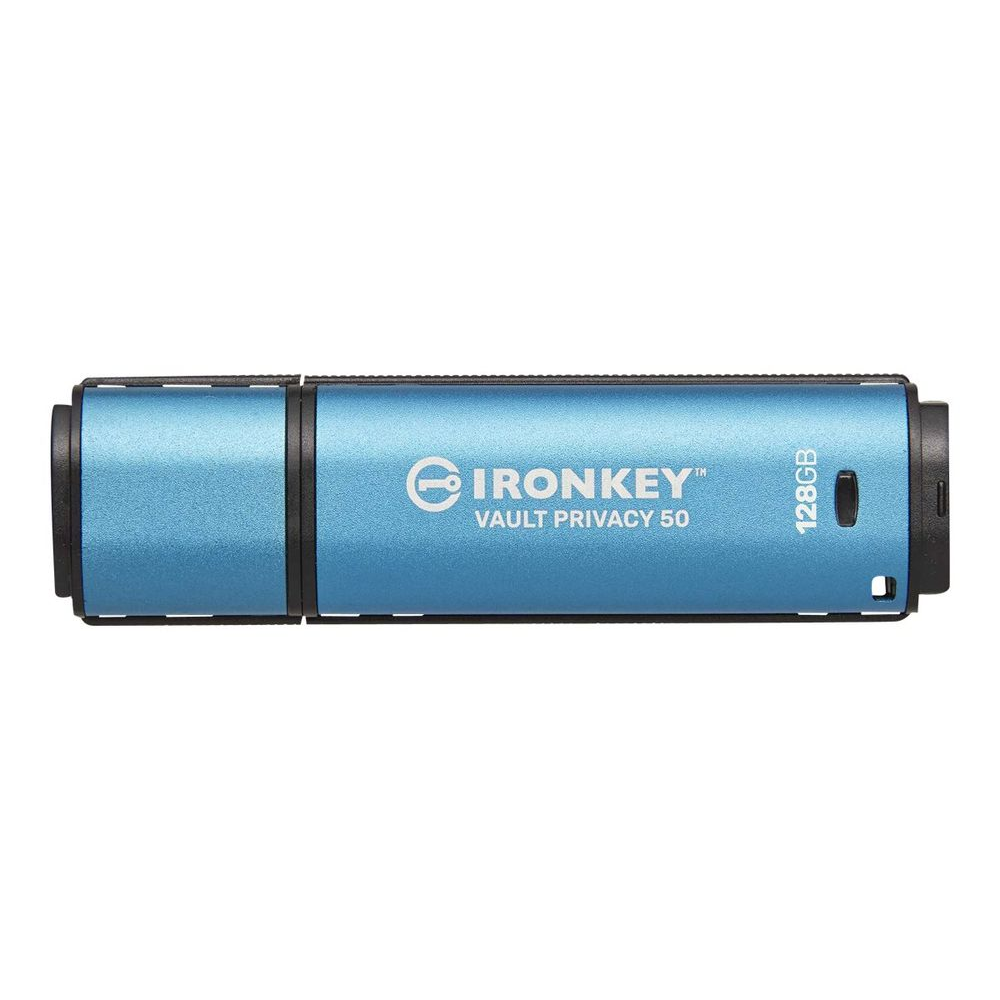 Kingston Technology IronKey Vault Privacy 50 USB izbrisivi memorijski pogon 128 GB USB Tip-A 3.2 Gen 1 (3.1 Gen 1) Crno, Plavo