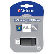 Verbatim PinStripe USB izbrisivi memorijski pogon 64 GB USB Tip-A 2.0 Crno