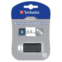 Verbatim PinStripe USB izbrisivi memorijski pogon 64 GB USB Tip-A 2.0 Crno
