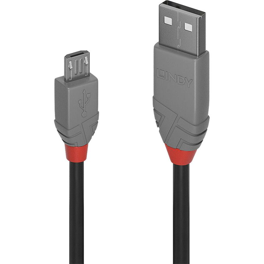 Lindy 36735 USB kabel 5 m USB 2.0 USB A Micro-USB B Crno, Sivo