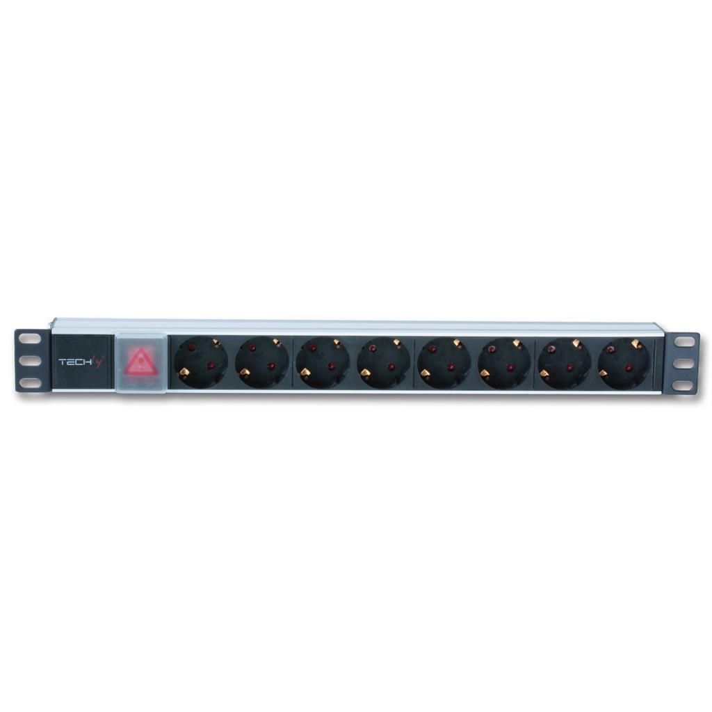 Techly I-CASE STRIP-81UD jedinica za distribuciju električne energije (PDU) 8 utičnice naizmjenične struje 1U Crno, Crveno