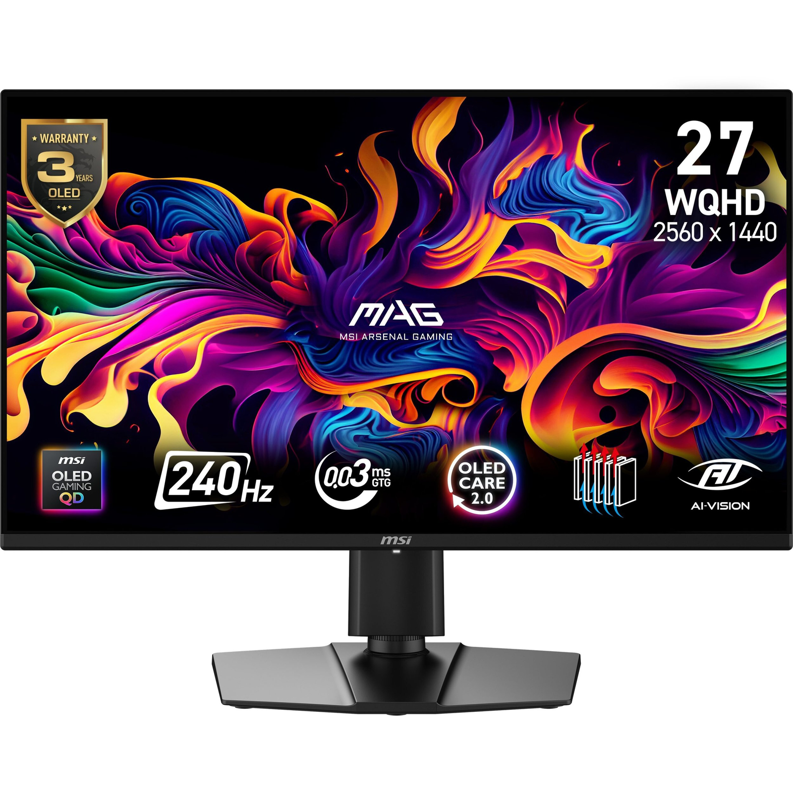 MSI MAG 274QP QD-OLED X24 računalni monitor 67,3 cm (26.5") 2560 x 1440 pikseli Wide Quad HD Crno
