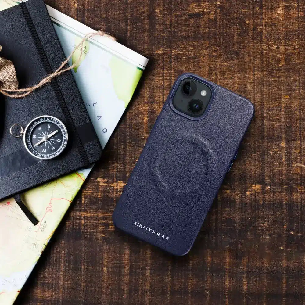 Roar usnjen ovitek Mag Case, združljiv z MagSafe – za iPhone 12 Pro, mornarsko moder