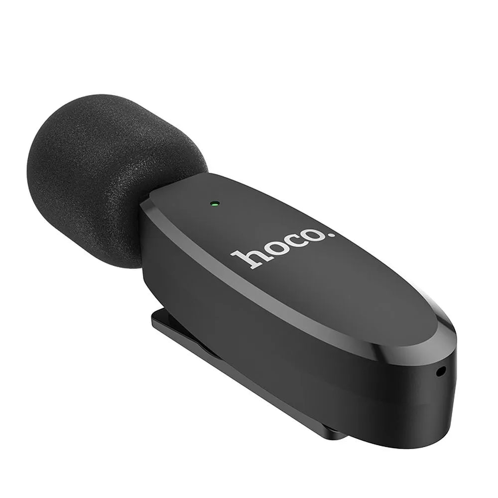 HOCO brezžični lavalier mikrofon za iPhone Lightning 8-pin L15 črn
