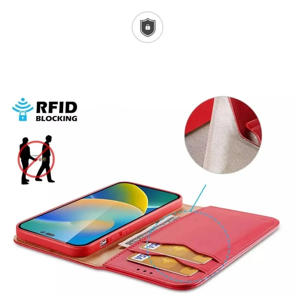 Dux Ducis Hivo etui za knjigo iz usnja za Apple iPhone 15 Pro Max rdeč