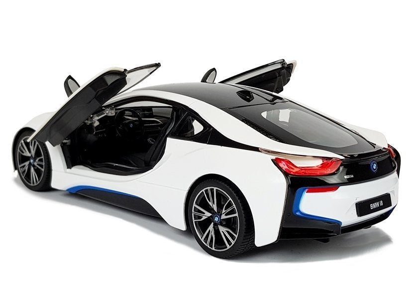 Licencirani auto na daljinsko upravljanje BMW i8 Rastar 1:14 s automatskim vratima - bijeli