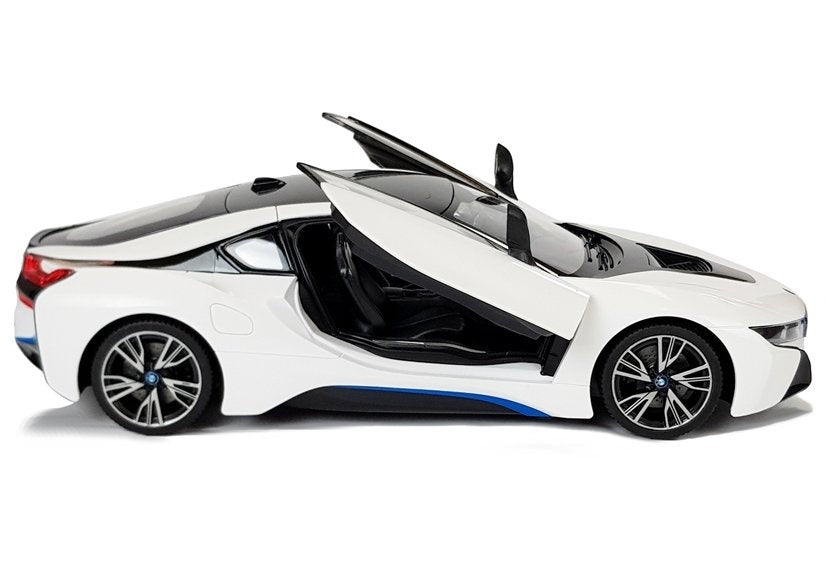 Licencirani auto na daljinsko upravljanje BMW i8 Rastar 1:14 s automatskim vratima - bijeli