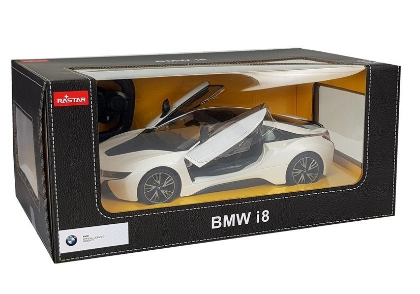 Licencirani auto na daljinsko upravljanje BMW i8 Rastar 1:14 s automatskim vratima - bijeli