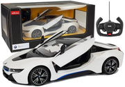 Licencirani auto na daljinsko upravljanje BMW i8 Rastar 1:14 s automatskim vratima - bijeli