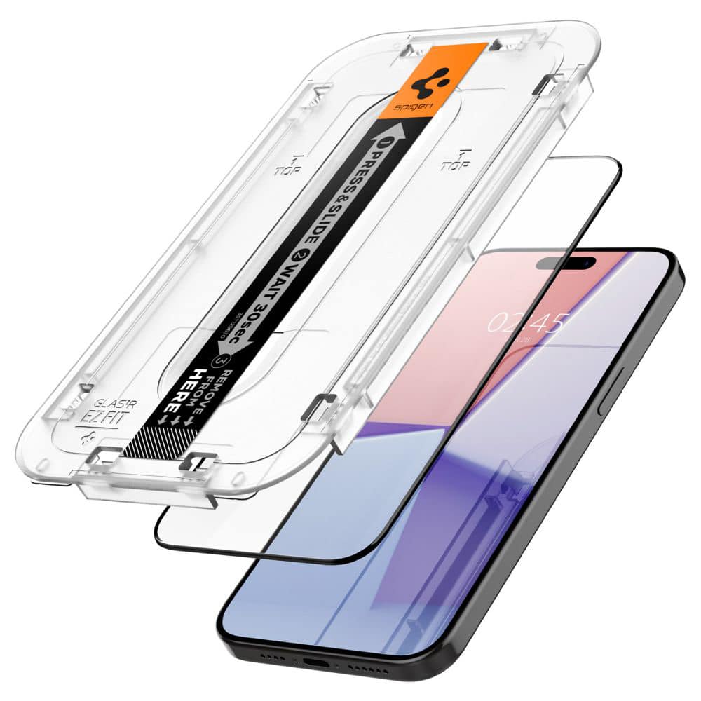 Spigen - Glas.tR EZ-FIT (2 kosa) za iPhone 15 Pro - črna
