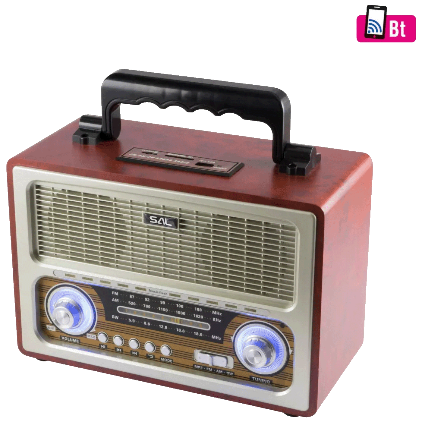 SAL Retro radio + BT bežični zvučnik, 4in1, FM, MP3, AUX - RRT 4B