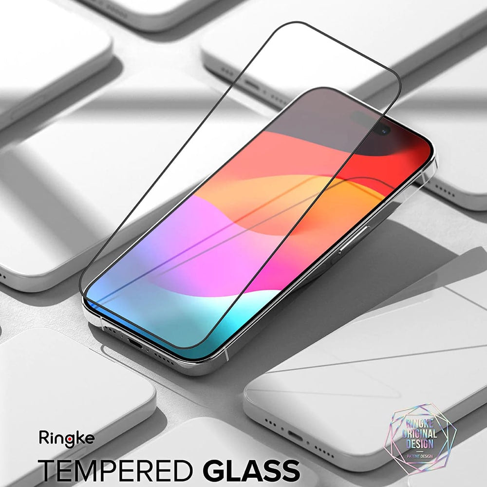 Ringke Cover Display ID Glass kaljeno steklo za iPhone 15 Pro Max - črno