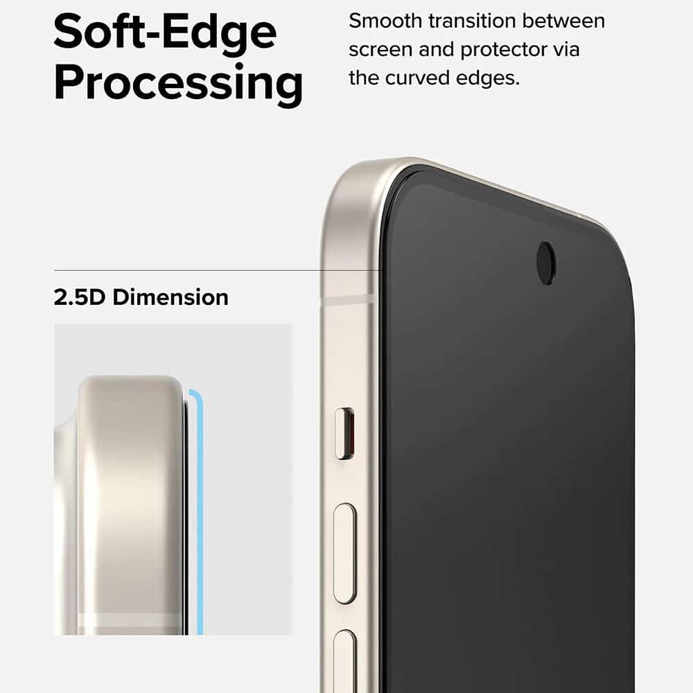Ringke Cover Display ID Glass kaljeno steklo za iPhone 16 / iPhone 15 – Privacy