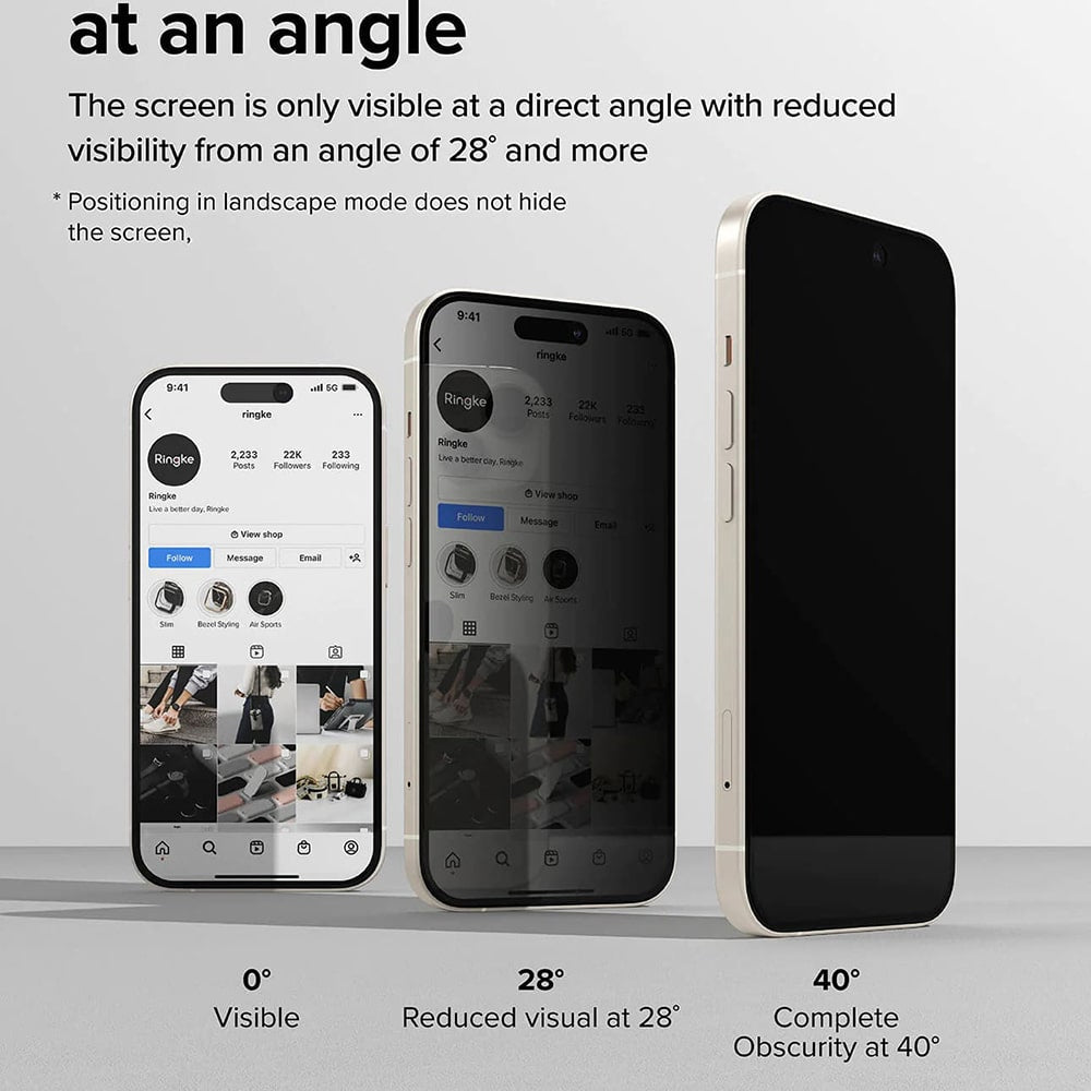 Ringke Cover Display ID Glass kaljeno steklo za iPhone 16 Plus / 15 Plus - Privacy
