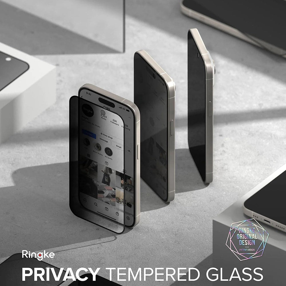 Ringke Cover Display ID Glass kaljeno steklo za iPhone 16 Plus / 15 Plus - Privacy