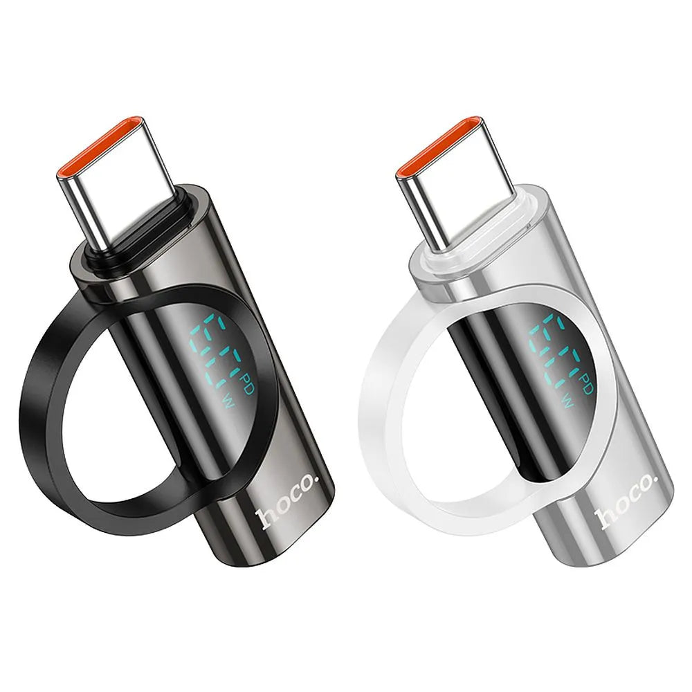 HOCO adapter Type-C (moški) na Lightning (ženski) z zaslonom 3A 60W UA32A srebrn