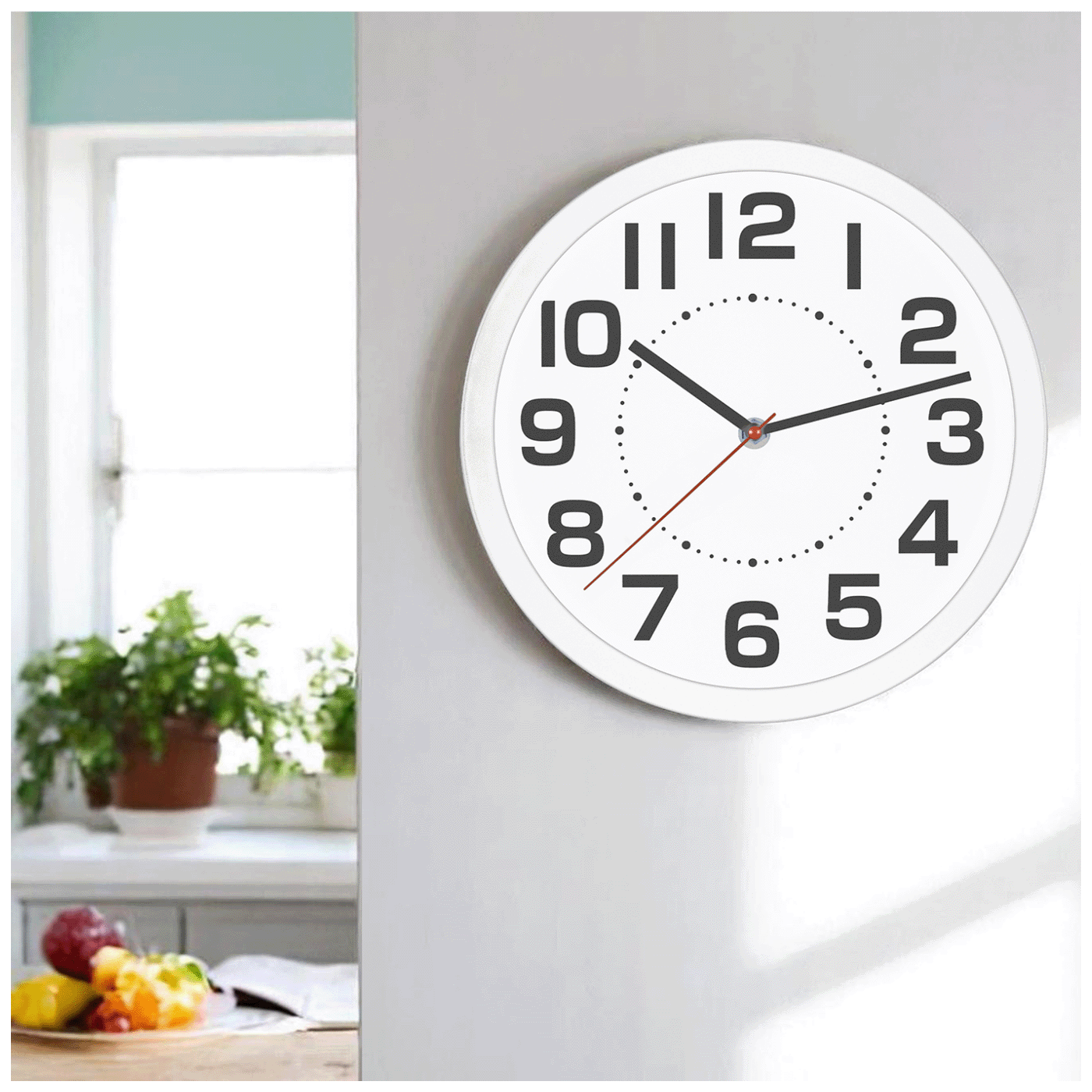 home Zidni sat, staklena prednja strana, 1 x AA baterija, 250 mm - AWC250BK