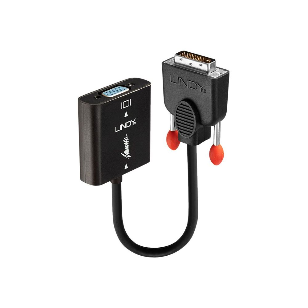 Lindy 38189 prilagodnik za video kabel 0,1 m DVI-D VGA (D-Sub) Crno