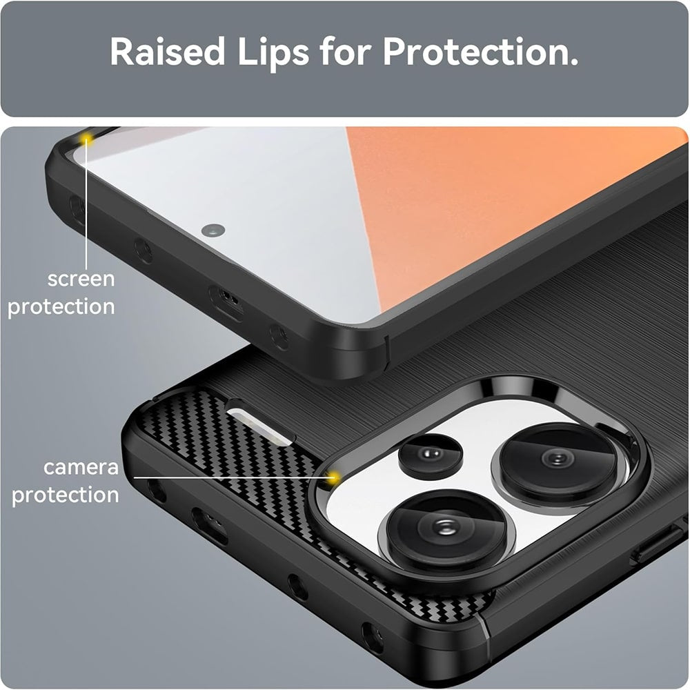 Techsuit Carbon Silicone ovitek za Xiaomi Redmi Note 13 Pro+ 5G – črn