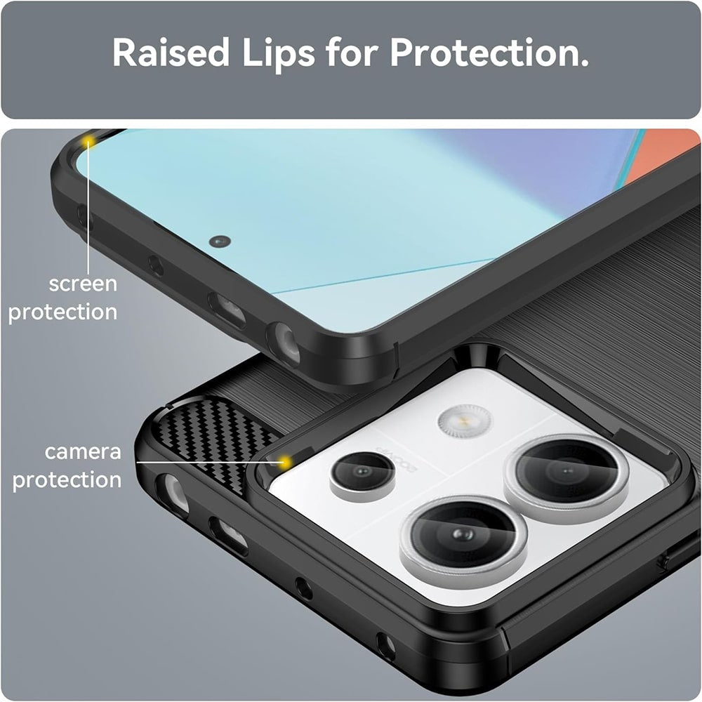 Techsuit Carbon Silicone maska za Xiaomi Redmi Note 13 Pro 5G / Poco X6 – crna