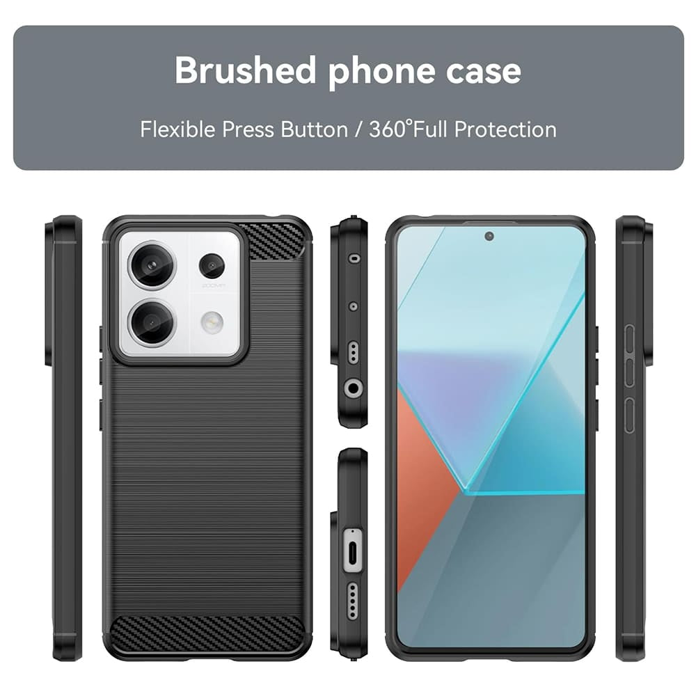 Techsuit Carbon Silicone maska za Xiaomi Redmi Note 13 Pro 5G / Poco X6 – crna