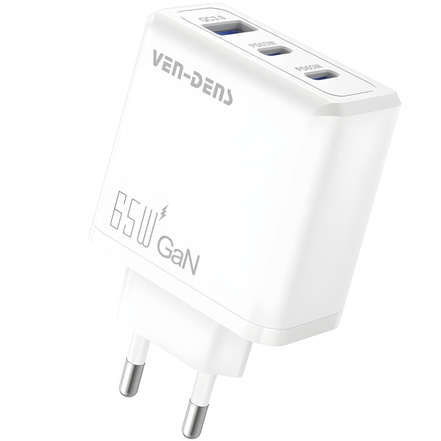 GaN Brzi punjač s 3 - Portnim Izlazom - 65W - Bijela KP34854