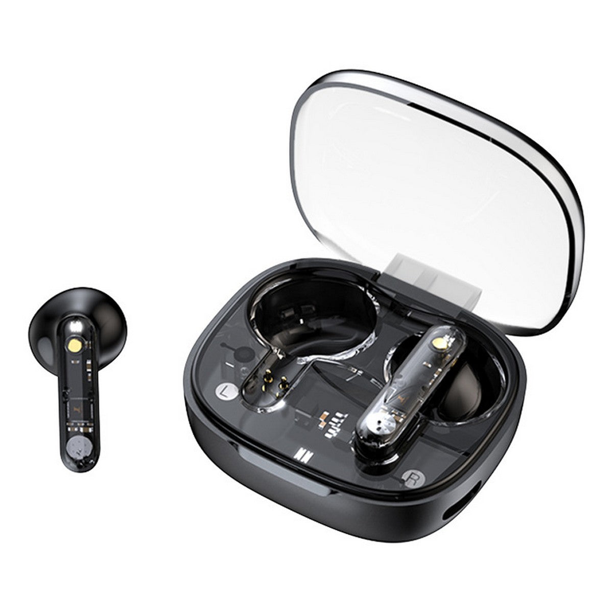 STREETZ slušalice bluetooth TWS,transparentne CRNE