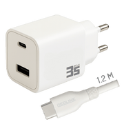 REDLINE Punjač sa USB-C kablom, 1 x USB-A, 1 x USB-C, brzi, 35W - PQ351AC+CC1.2M60W