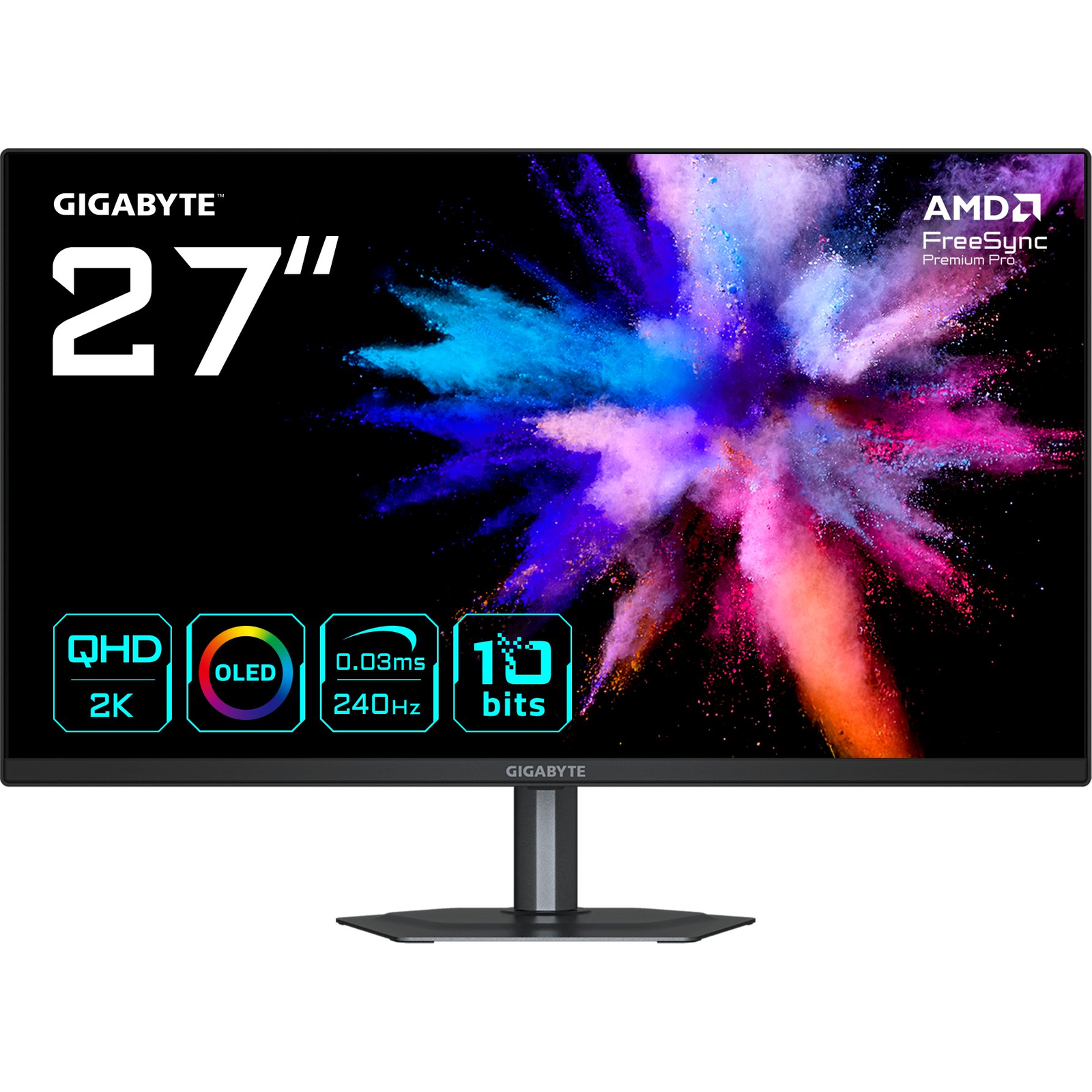 GIGABYTE GO27Q24 računalni monitor 68,6 cm (27") 2560 x 1440 pikseli Quad HD QD-OLED Crno