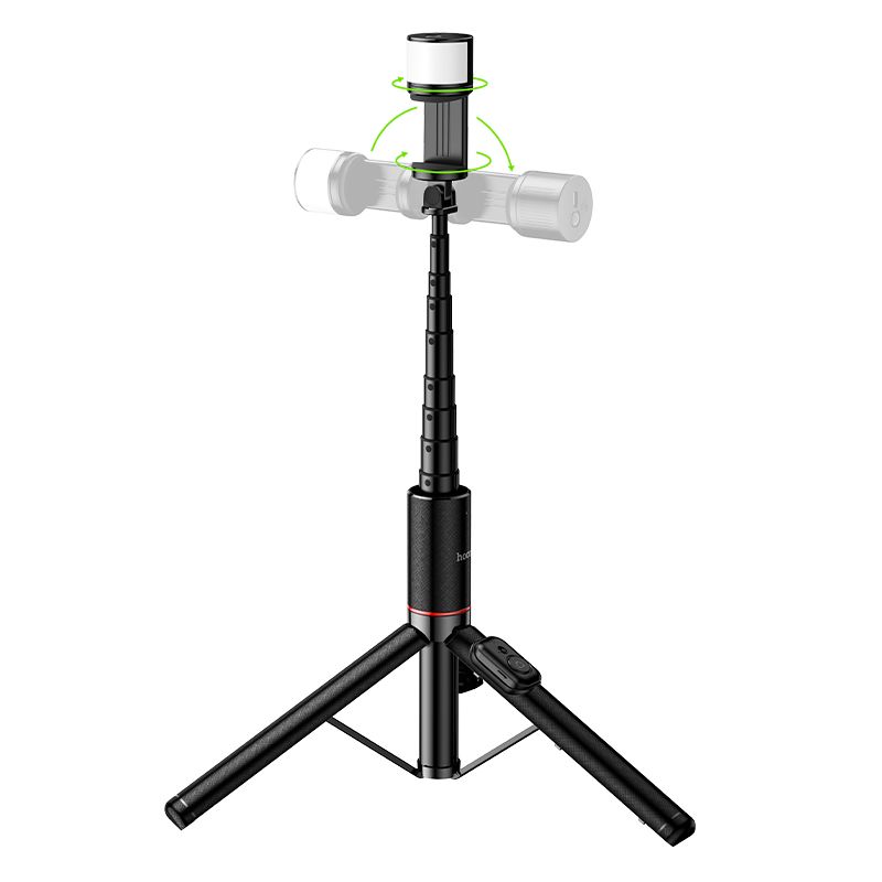 Selfie stick tronožac s bežičnim daljinskim upravljačem + LED svjetlom Hoco K34 crni