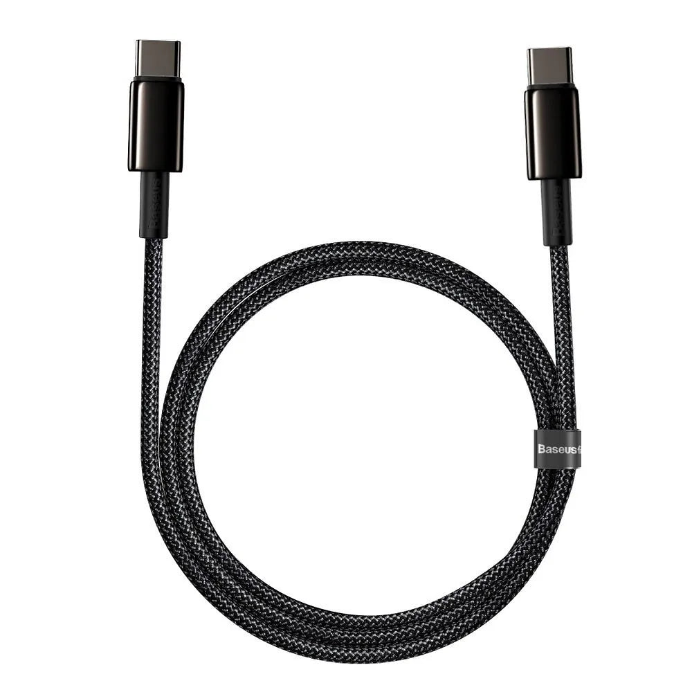 BASEUS kabel Type C na Type C PD100W Power Delivery Tungsten Gold hitro polnjenje CATWJ-01 1 meter črn