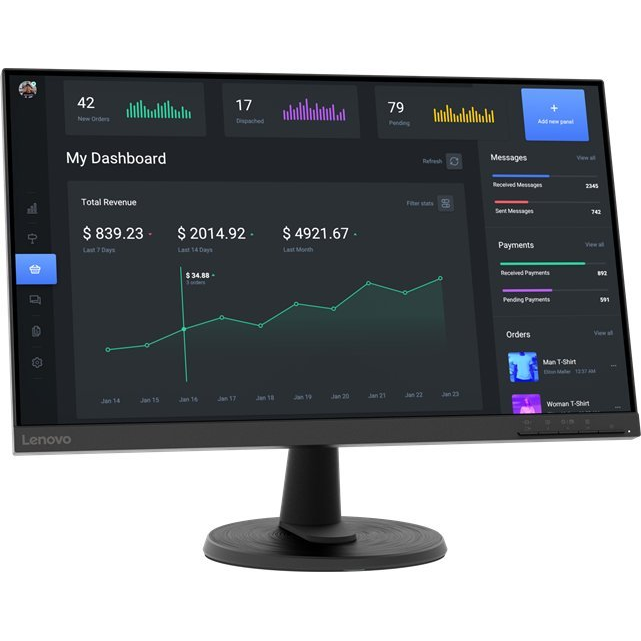 Lenovo C24-40 LED display 60,5 cm (23.8") 1920 x 1080 pikseli Full HD Crno