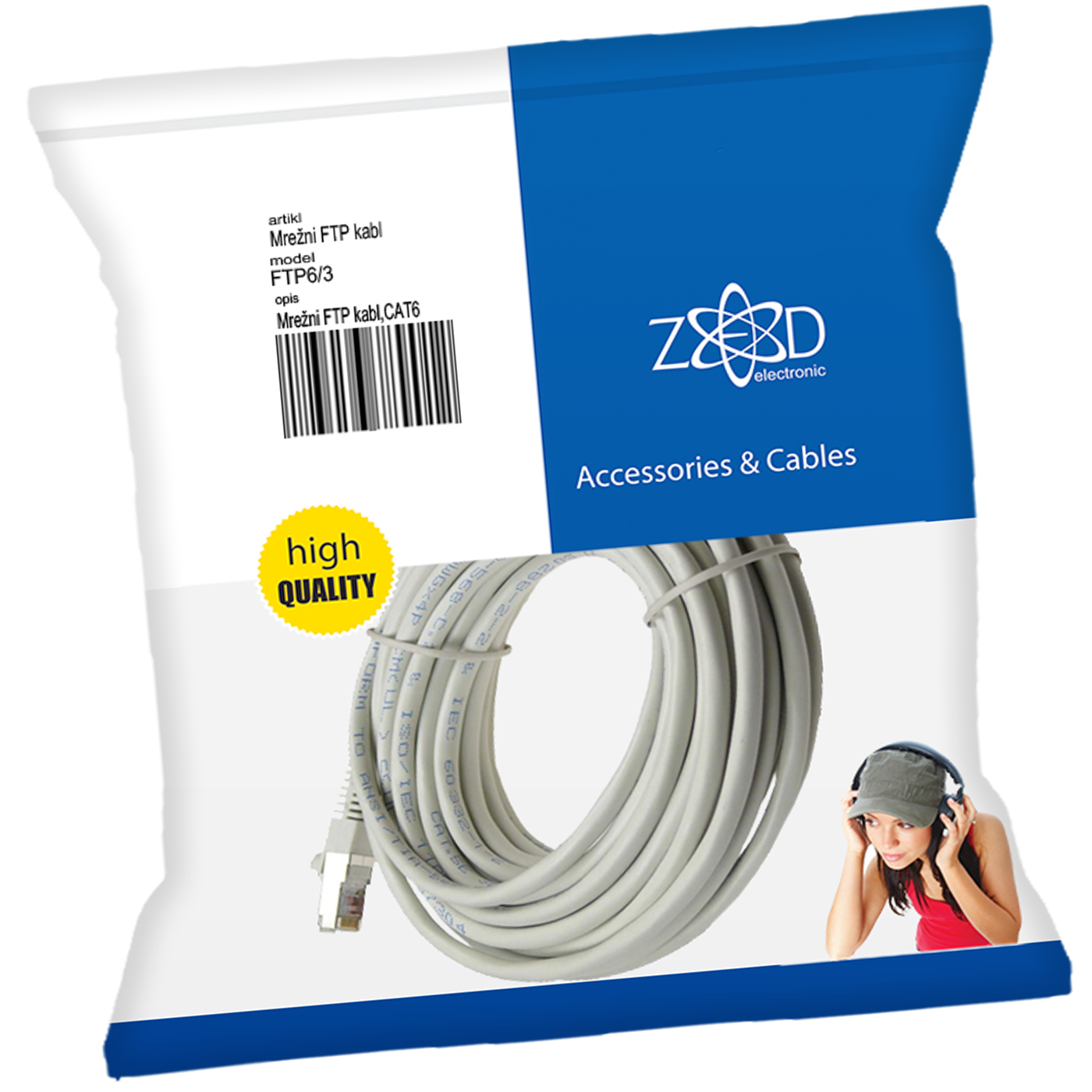 ZED electronic Mrežni FTP kabel, CAT6, 3 met - FTP6/3