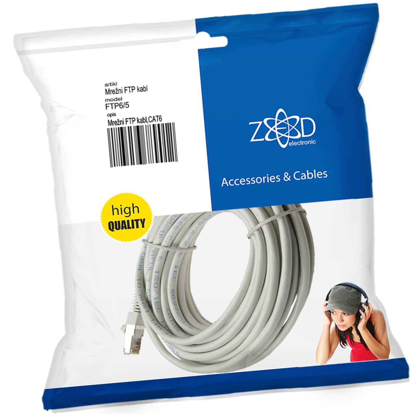 ZED electronic Mrežni FTP kabel, CAT6, 5 met - FTP6/5